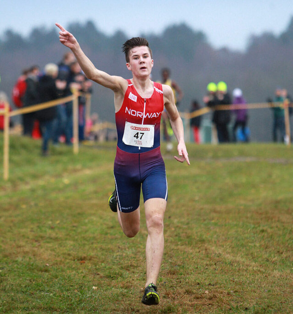 Sondre N Moen og Karoline B Grøvdal årets langdistanseløpere Jakob_Ingebrigtsen_nordisk_terrengmester_2015_foto_Kjell_Vigestad_A20G8423.jpg