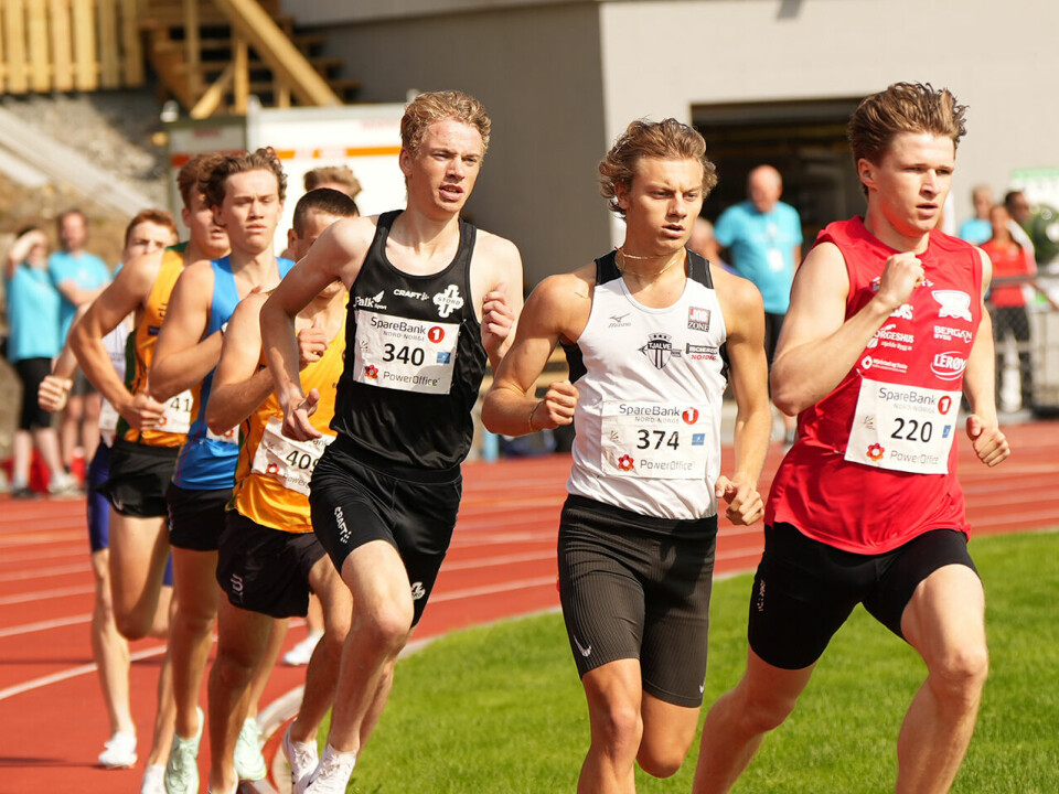 Sander Dybwad Mathiesen og Johannes Sandvik Bø vant 800 meterne i junior-NM 800m-gutter-U20-felt-A7405860.jpg