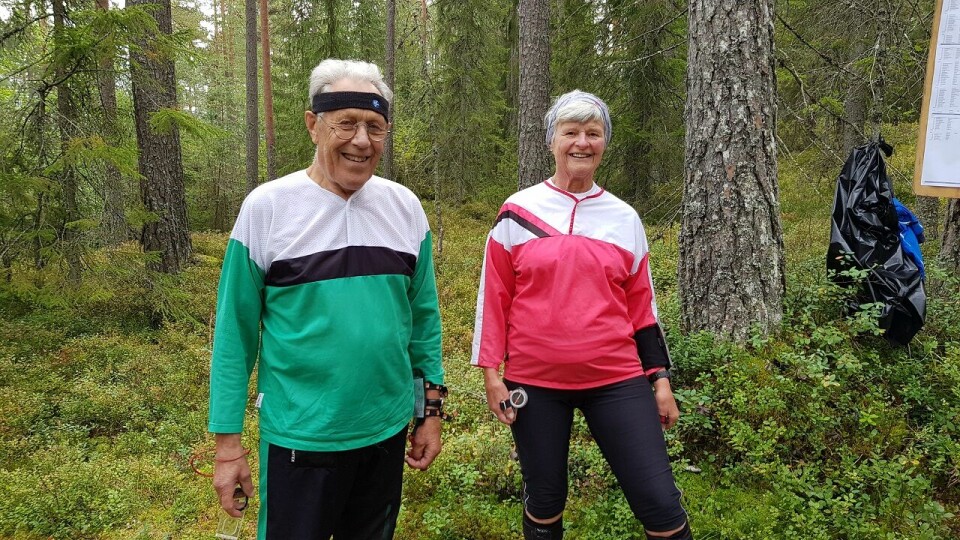 Fint terreng og gode løyper på Veteranmesterskapet i orientering Halstein ¥degård L¢ten OL H85 og Inger E. Vamnes Hamar OK D80.jpg
