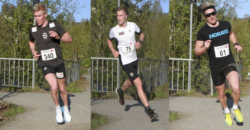 Steig og Caspersen Falla raskest i Strandtorgløpet 02 Skiløpere på rekke og rad.jpg