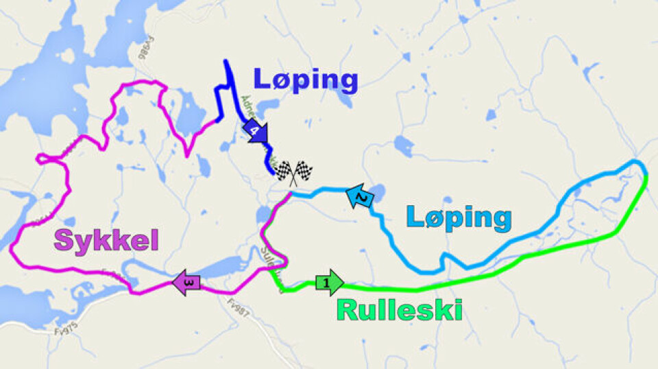 Sirdal Multisport - med rullski, løp og sykling på programmet Sirdal_multisport_kart.jpg
