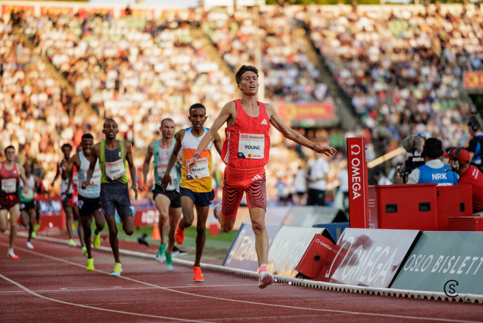 Nico Young fra USA viste seg som den klart beste 5000 m-løperen på Bislett. (Foto: Syvain Cavatz) Nico Young