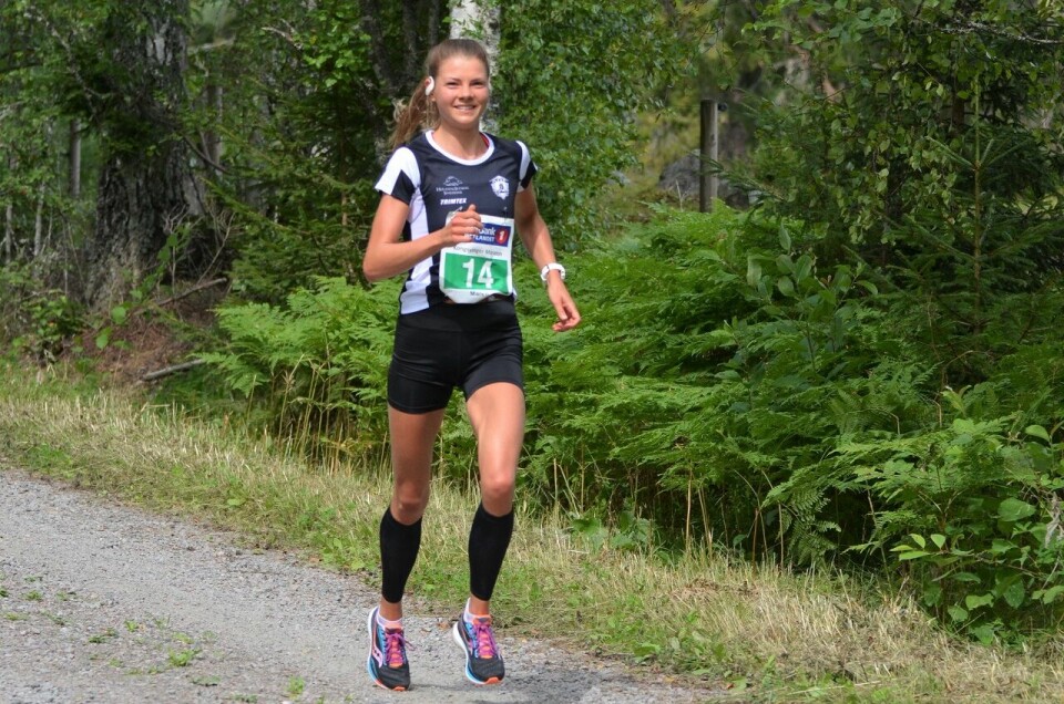Maren Lie etter 36 km i sitt rekordløp på Kongsvinger. (Foto: Janne Slorafoss) Maren Lie etter 36 km i sitt rekordløp på Kongsvinger. (Foto: Janne Slorafoss)