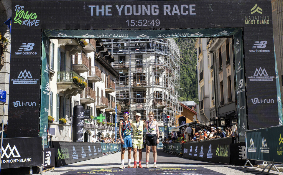 Kristian Skjeflo Unhjem (til høyre) sikra seg en finfin tredjeplass i U18-løpet i Mont Blanc Marathon. (Foto: Florian Legrand) Kristian Skjeflo Unhjem (til høyre) sikra seg en finfin tredjeplass i U18-løpet i Mont Blanc Marathon. (Foto: Florian Legrand)