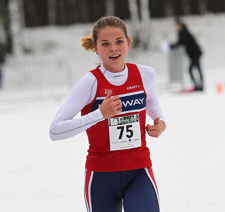 Nordisk: Trippeltriumf for de norske juniorjentene i terrenget Stine_Wangberg_mot_maal_A20G0577.jpg