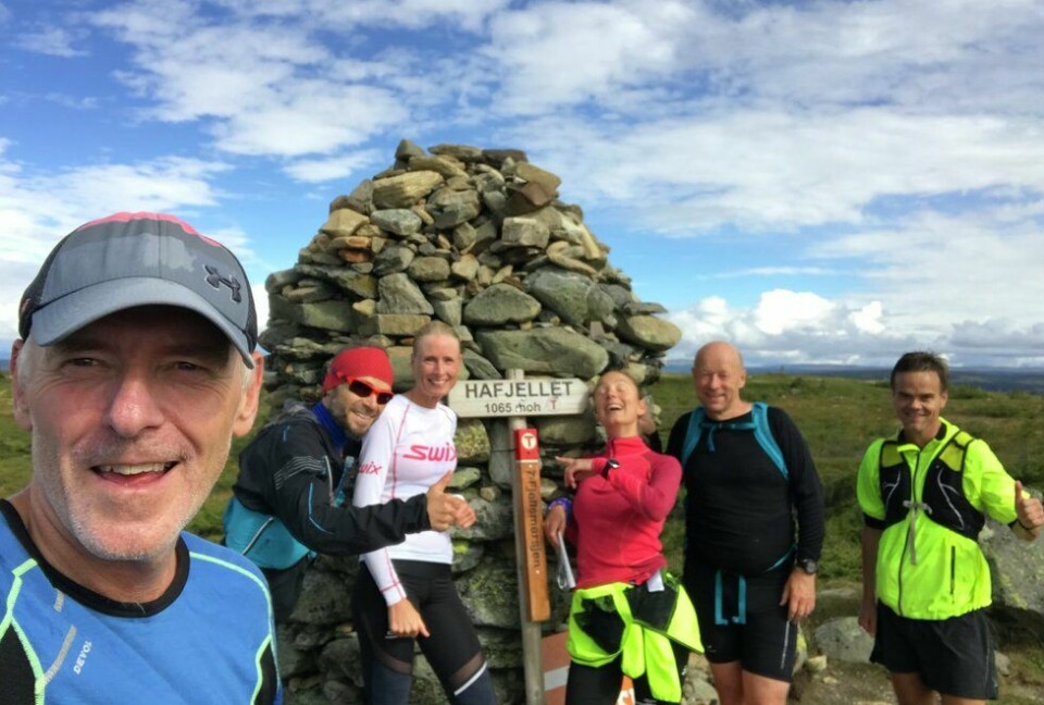 Bli med Kondis på løpe- og yogahelg på Hafjell F.v.: Fredrik Hildebrand, Frank André Jacobsen, Kjersti Ervik, Hanne Vigander, Reidar Stenseng og Trond Hansen på løpesamling på Ilsetra med Kondis i august 2020