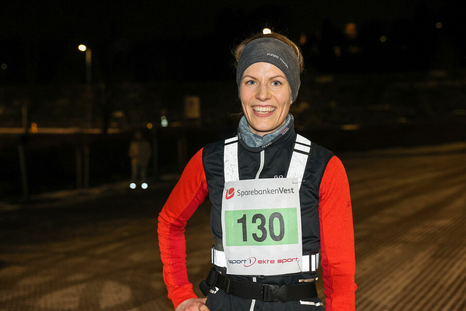 Jeanett Flatøy ble beste kvinne på 10 km. Litt is i løypen var ikke noe problem syntes hun. (Alle foto: Arne Dag Myking) Jeanett Flatøy