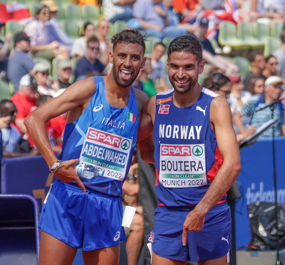 Kårbø og Boutera løp strålende i forsøket på 3000 m hinder Fornøyde Ahmed Abdelwahed og Jacob Boutera .jpg
