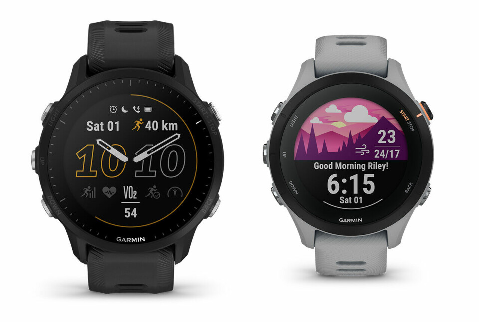 Garmin har nå lansert Forerunner 955 Solar (til venstre) og Forerunner 255-serien. (Alle foto: Garmin) Garmin har nå lansert Forerunner 955 Solar (til venstre) og Forerunner 255-serien. (Alle foto: Garmin)