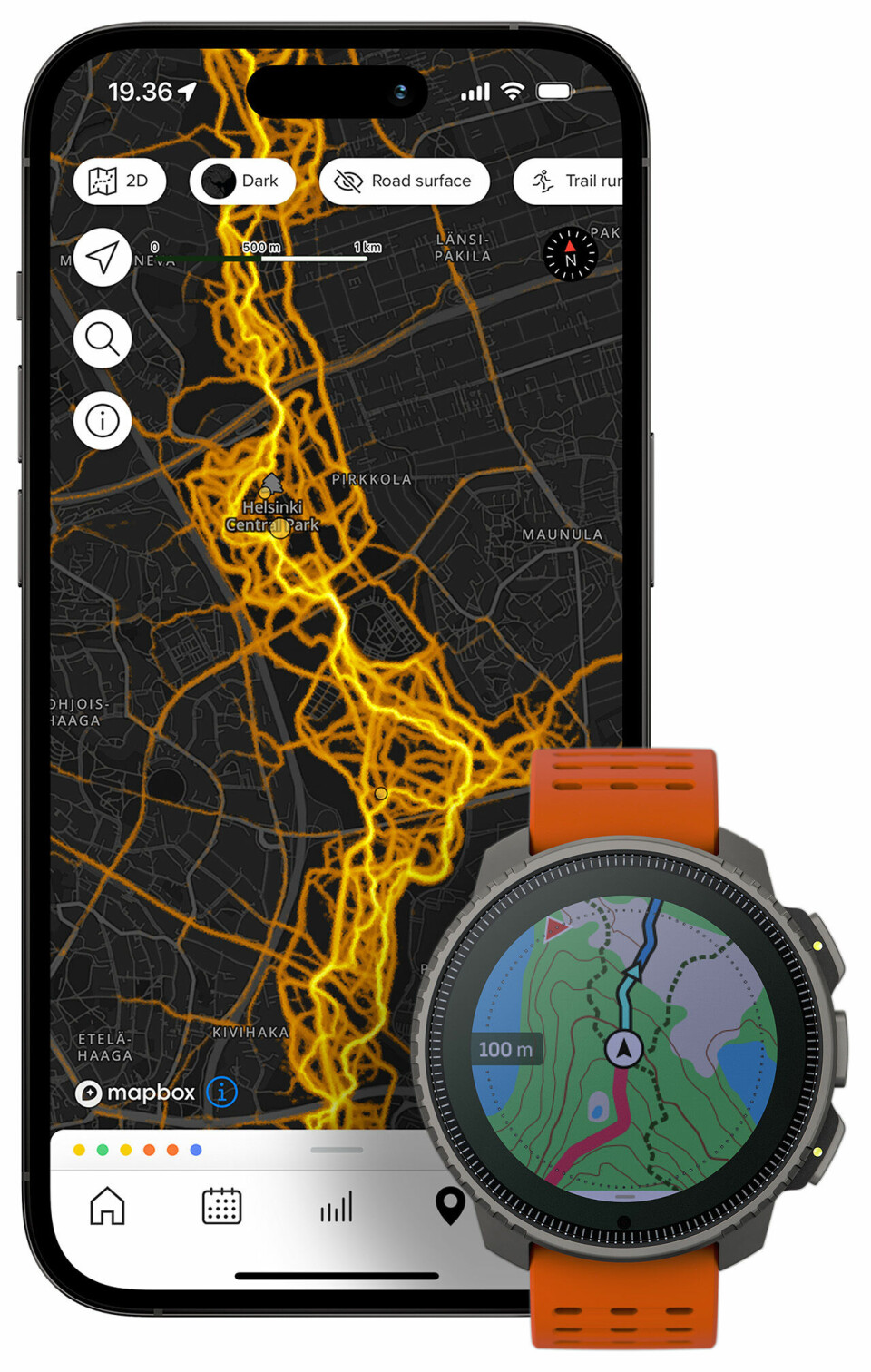 Ny Suunto Vertical adventure-klokke lades i sollys Suunto-iPhone-14-Pro-Heatmap-Plus-Vertical-Titanium-Solar-Canyon.jpg