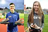 Jakob Ingebrigtsen og Emma Kirkeberg Mørk fikk tildelt Gullskoen som årets løper i 2018. (Foto: Bjørn Johannessen)