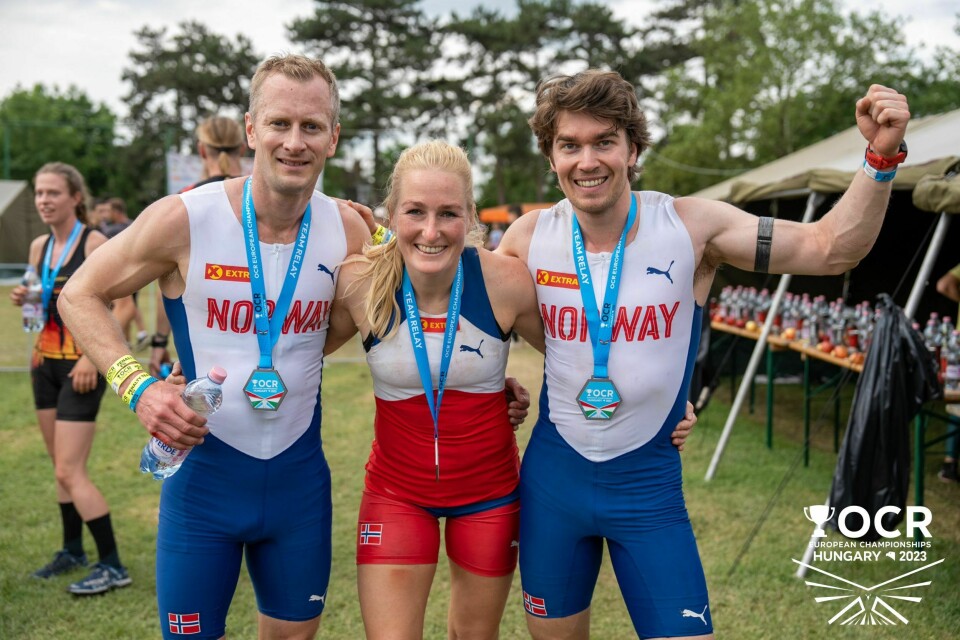 Det norske mixlaget som tok en bronsemedalje i EM: Jørgen Otto Tresselt, Anette Jokstad og Kristoffer Adolfsen. (Alle foto: #OCREC23) Det norske mixlaget som tok en bronsemedalje i EM: Jørgen Otto Tresselt, Anette Jokstad og Kristoffer Adolfsen. (Alle foto: #OCREC23)