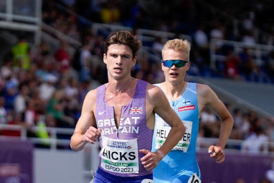 Charles Hicks og Eemil Helander var dagens klare gull- og sølv-medaljører på 5000 meter i Espoo. (Foto: Sona Maleter/European Athletics) Charles Hicks og Eemil Helander var dagens klare gull- og sølv-medaljører på 5000 meter i Espoo. (Foto: Sona Maleter/European Athletics)