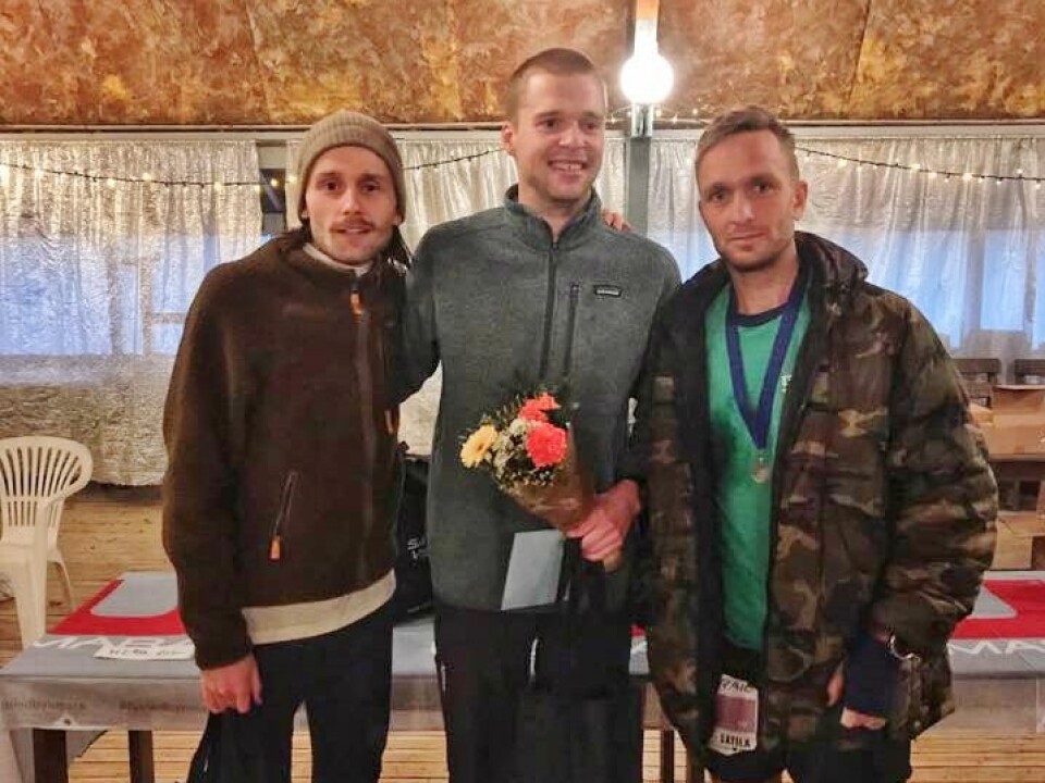 De tre raskeste på 82 km, Patrick Stangby (2), Ola Skatvedt (vinner) og Voktor Samuelsson (3). Arrangørfoto De tre raskeste på 82 km, Patrick Stangby (2), Ola Skatvedt (vinner) og Voktor Samuelsson (3). Arrangørfoto