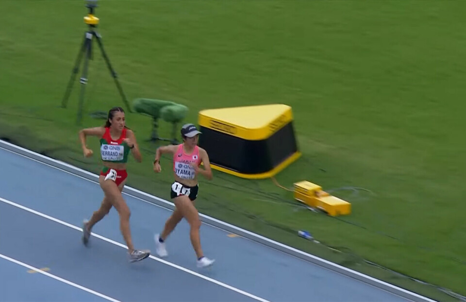 27. plass til Maren Karlsen Bekkestad på 10000 m kappgang i U20-VM 10000m-kappgang-spurt.jpg