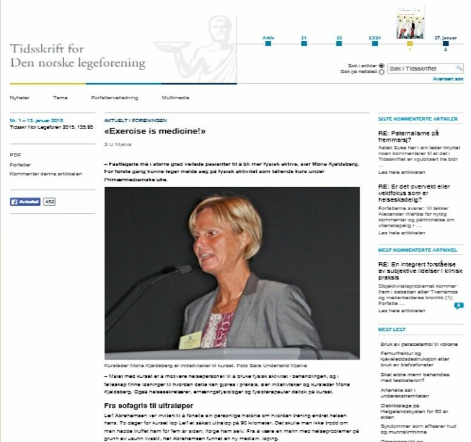 Fastlegene må veilede pasienter til å bli mer fysisk aktive Mona Kjeldsberg om fastleger.jpg