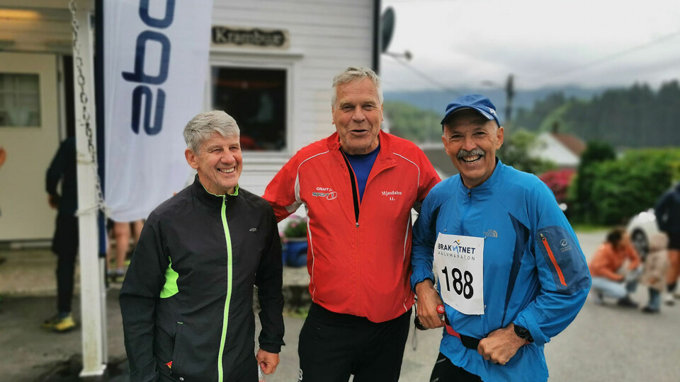 Tre fjellgeiter frå Mjøsdalen IL, f.v. Anders Boge, Øystein Øvsthus og Trygve Njåstad. (Foto: arrangør) Øystein Øvsthus