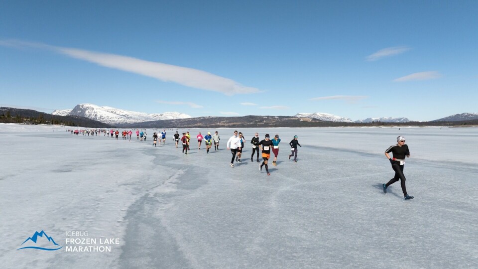 Frozen Lake Marathon profilerer seg som 'The coolest marathon you’ll ever run! Frozen Lake Marathon profilerer seg som 'The coolest marathon you’ll ever run!'. (Foto: arrangøren)