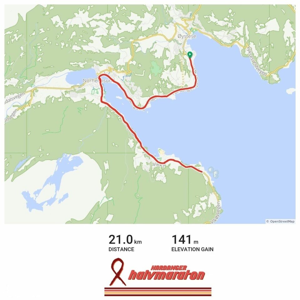 Hardanger halvmaraton arrangeres for første gang 23. oktober Rute.jpg