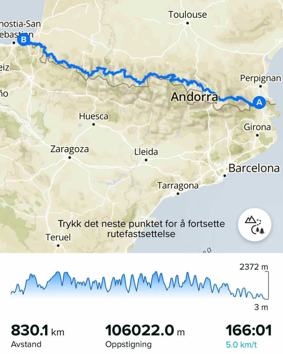 Mona Kjeldsberg starter på sin lange Transpyrenea-ferd i dag Trans-Pyreneene-kart.jpg