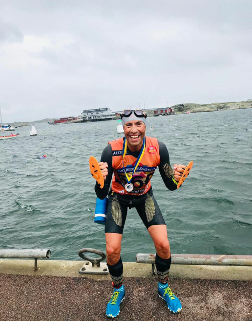 Svein-Erik Bakke kom på 2. plass totalt i Ten Island Swimrun. (Foto: privat) Svein-Erik Bakke kom på 2. plass totalt i Ten Island Swimrun. (Foto: privat)