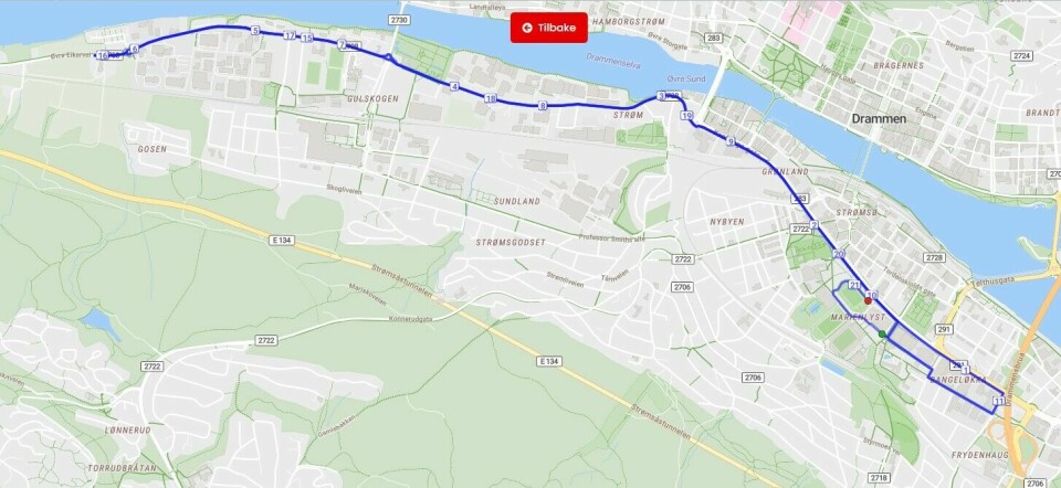 Omlag 5000 løpere skal i aksjon under Drammen halvmaraton loype21km.jpg