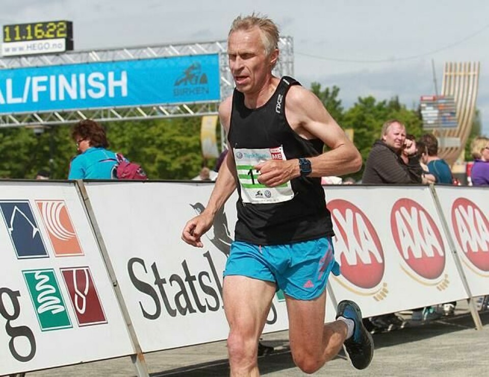 Kristen Aaby topper nok en gang 10-kilometerlista omregnet etter veterantabellene. På bildet er han i innspurten på Birkebeinerløpet 2015. (Foto: Kjell Vigestad) Kristen Aaby topper nok en gang 10-kilometerlista omregnet etter veterantabellene. På bildet er han i innspurten på Birkebeinerløpet 2015. (Foto: Kjell Vigestad)