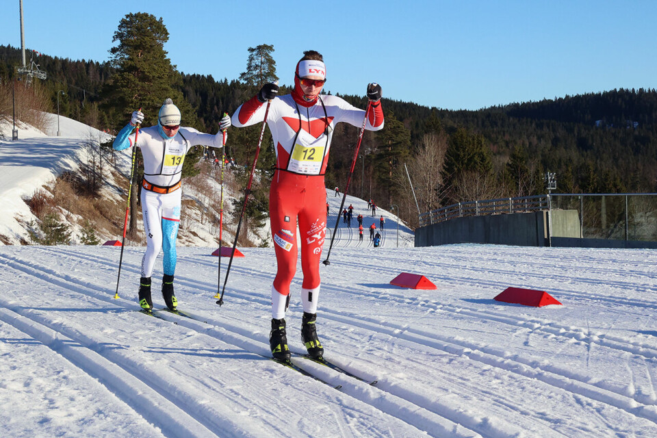 Marit Bjørgen og Henrik Haugland Syverinsen vant Holmenkollmarsjen E29A2407.JPG