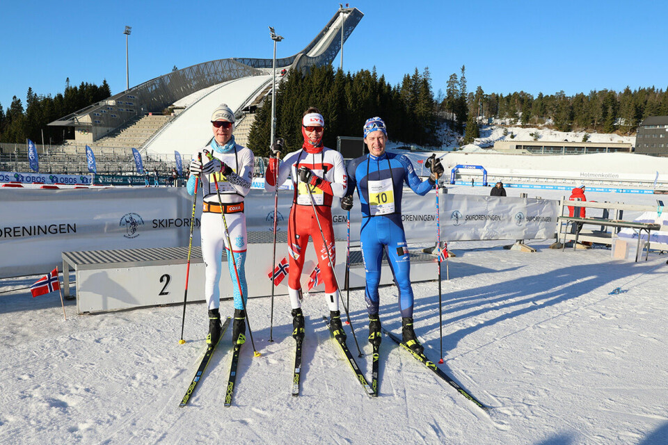 Marit Bjørgen og Henrik Haugland Syverinsen vant Holmenkollmarsjen E29A2663.JPG