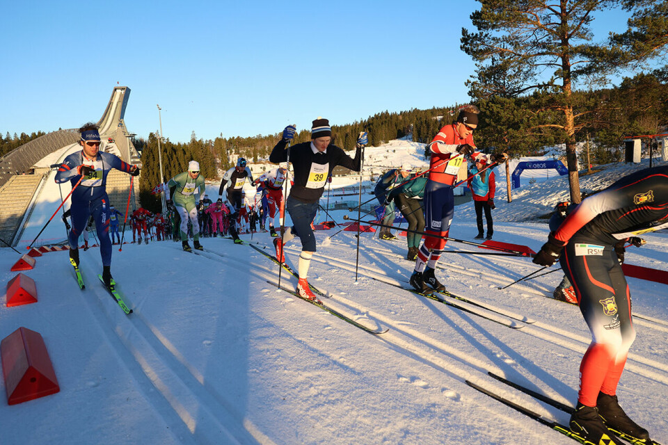 Marit Bjørgen og Henrik Haugland Syverinsen vant Holmenkollmarsjen E29A8098.JPG