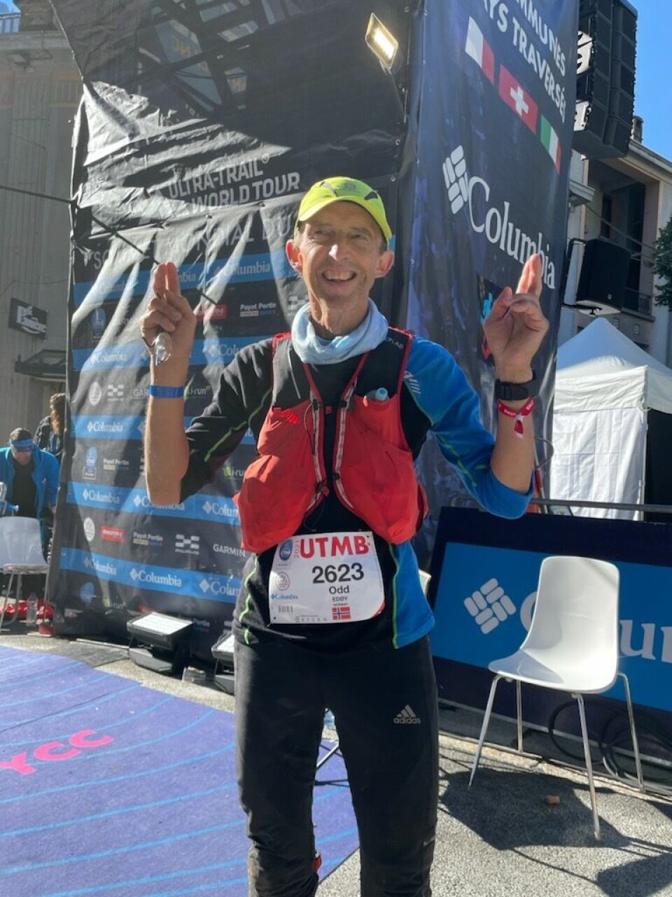 Odd Edøy lykkelig i mål i Chamonix. Odd Edøy lykkelig i mål i Chamonix.