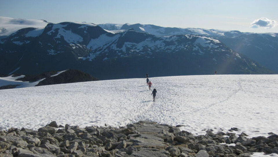 Lite snø i Skåla Opp-løypa 640apk_Flatbreen150msno_v1670-1700moh