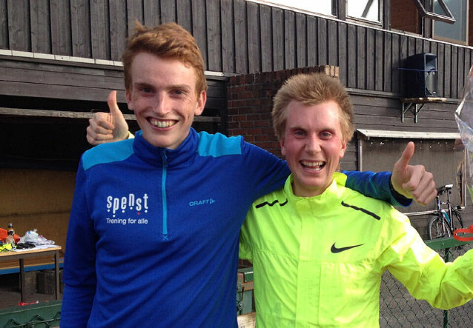 Pers på både Nordstad Moen og Vedvik i Venloop Halvmaraton Marius_Vedvik_og_Sondre_Nordstad_Moen_foto_Atle_Skrede