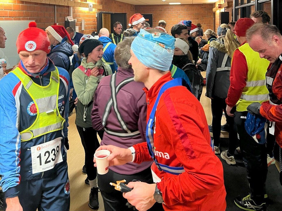 Nå kan julen bare komme med god samvittighet etter tirsdagens juleløp og myldring i Prestrudhallen. (Foto: Karoline Bogen) null