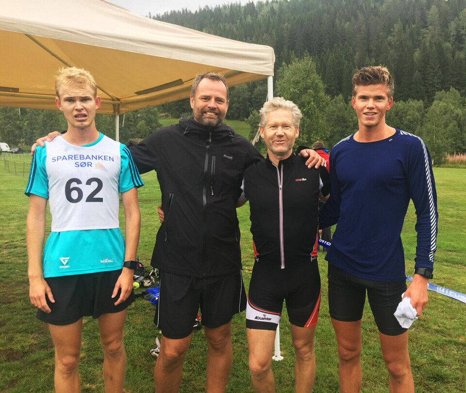 Haakon Kinneberg er i sitt ess når han får løpe og gå på ski Haakon-Kinneberg-Magne-Skaalvik-Per-Ivar-Jaksland-og-Oeivind-Kinneberg-foto-privat.jpg
