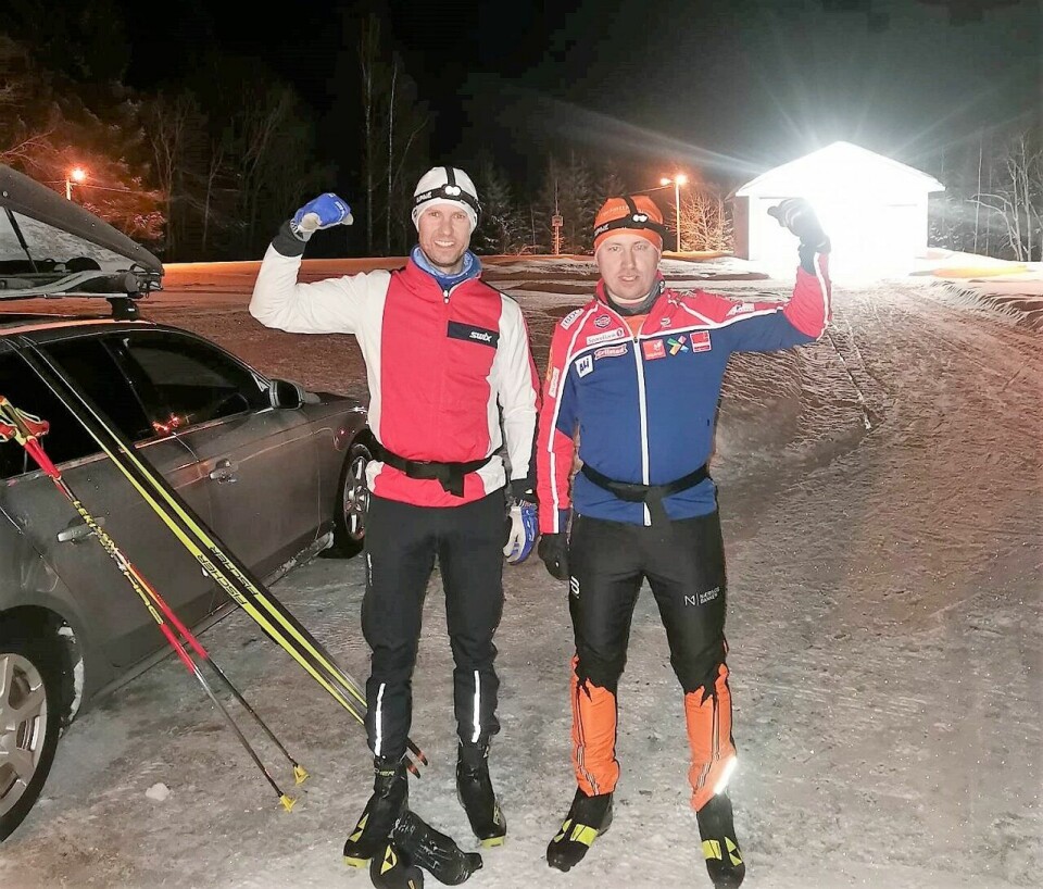 Jørgen Stensløkken (til venstre) og Marius Osvold da de delte seieren i 2. etappen i Bergeberget. (Foto: Martin Sagen) Jørgen Stensløkken (til venstre) og Marius Osvold da de delte seieren i 2. etappen i Bergeberget. (Foto: Martin Sagen)