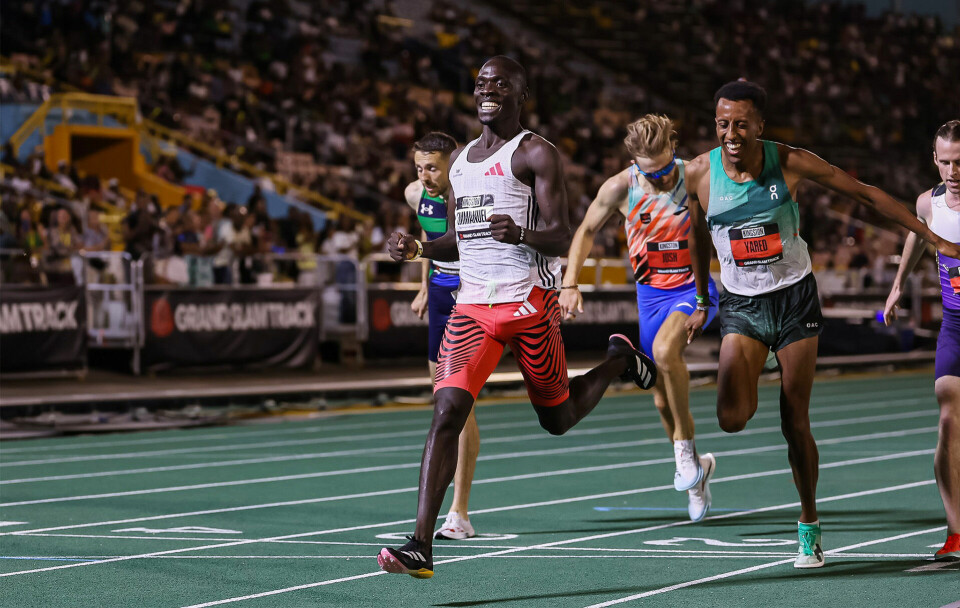 800 m-spesialist Emmanuel Wanyonyi spurta ned et felt bestående av verdens beste 1500 m-løpere minus Jakob Ingebrigtsen. (Foto: Grand Slam Track) 800 m-spesialist Emmanuel Wanyonyi spurta ned et felt bestående av verdens beste 1500 m-løpere minus Jakob Ingebrigtsen. (Foto: Grand Slam Track)