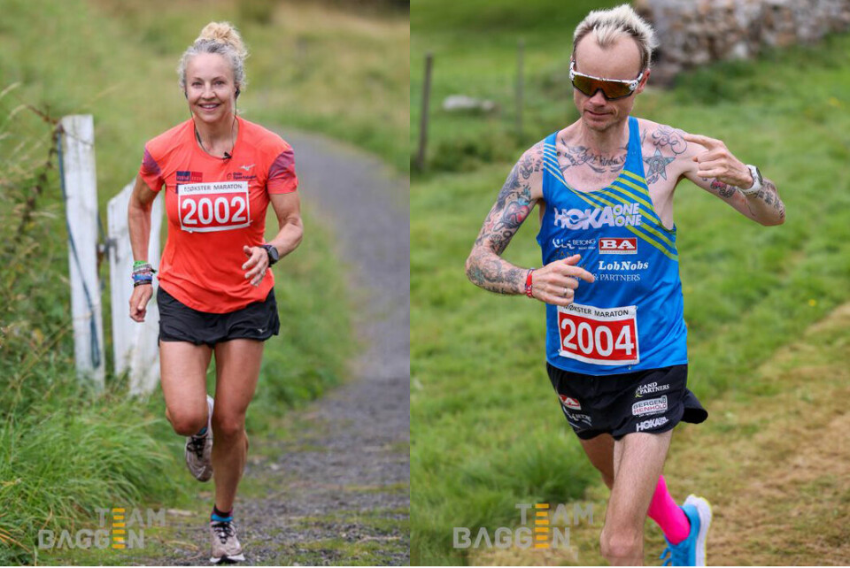 Therese Falk og Bjørn Tore Kronen Taranger vant Ultra-distansen under Møkster Maraton. (Alle foto: Arrangør/Team Bagge) Therese Falk og Bjørn Tore Kronen Taranger vant Ultra-distansen under Møkster Maraton. (Alle foto: Arrangør/Team Bagge)