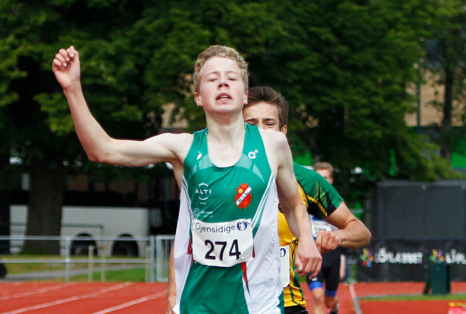 Håkon Moe Berg vant UM-gullet på 3000 m i 16-årsklassen. (Foto: Vestpress) Håkon Moe Berg vant UM-gullet på 3000 m i 16-årsklassen. (Foto: Vestpress)