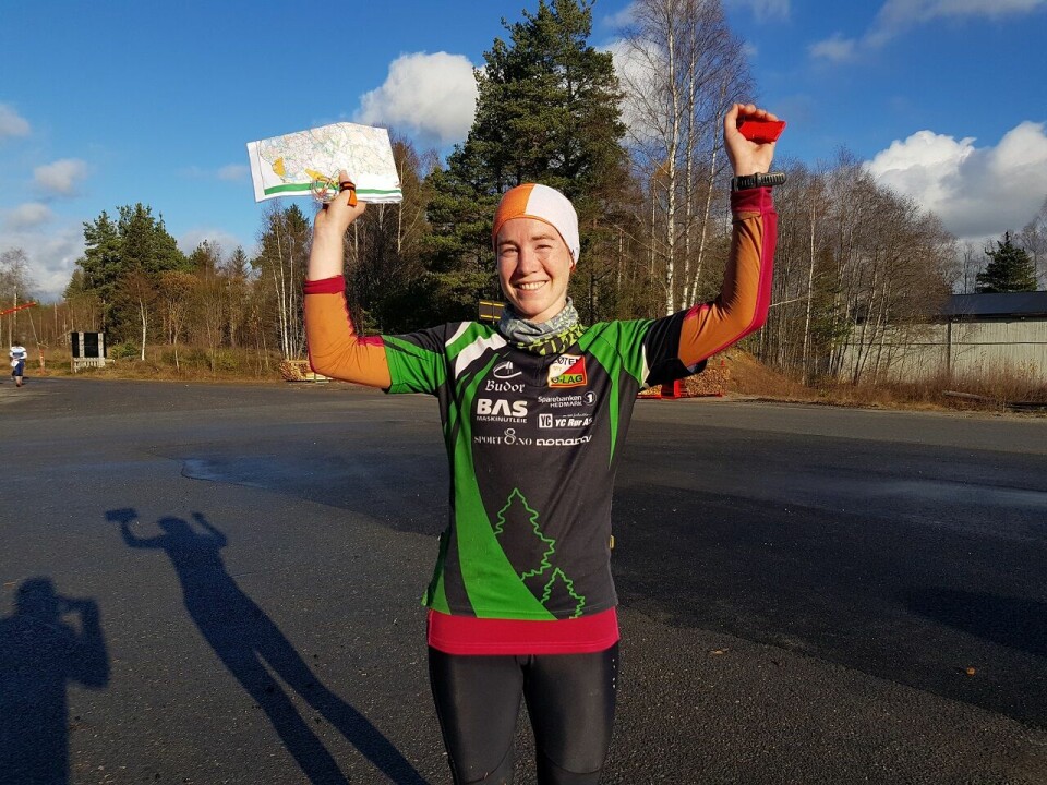 Emilie Westli Andersen etter at hun hadde vunnet Huldertrampen i Løten senhøstes i fjor. (Foto: Stein Arne Negård) Emilie Westli Andersen etter at hun hadde vunnet Huldertrampen i Løten senhøstes i fjor. (Foto: Stein Arne Negård)
