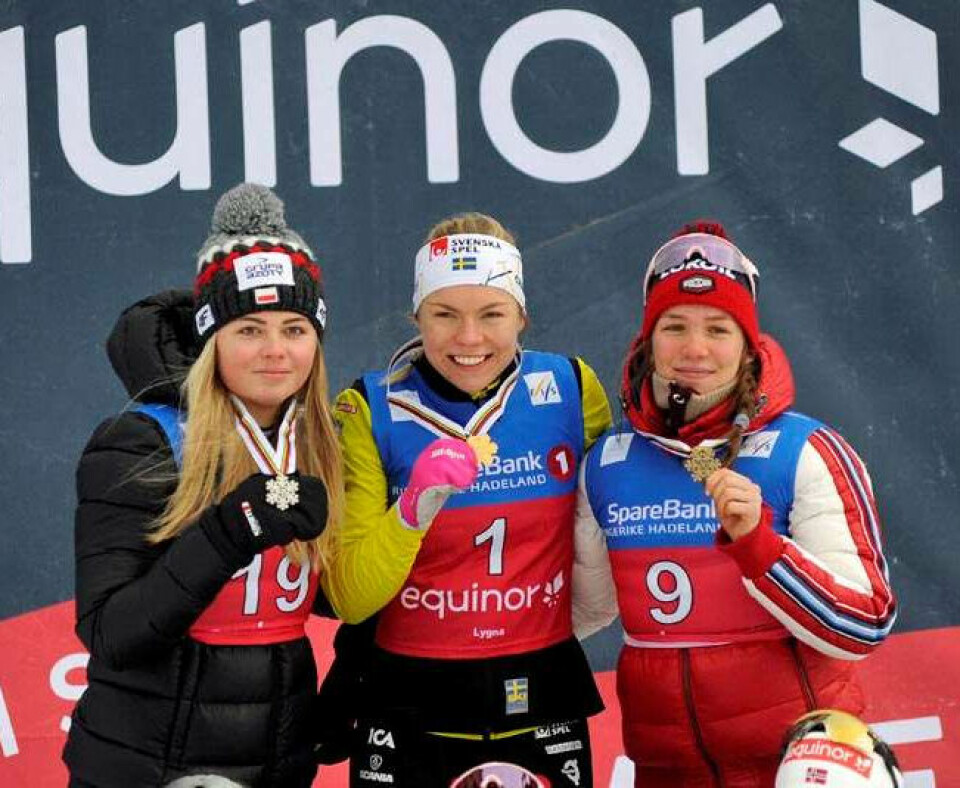 Bronse til Magnus Øyaas Håbrekke på sprinten i U23-VM Lygna-pallen-sprint-kvinner-U23-EM.jpg