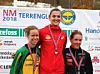 De tre beste fra NM terrengløp - Sigrid Jervell Våg (midten), Maria Sagnes Wågan (til høyre) og Silje Fjørtoft - er tatt ut på det norske laget til nordisk. (Foto: Runar Gilberg)