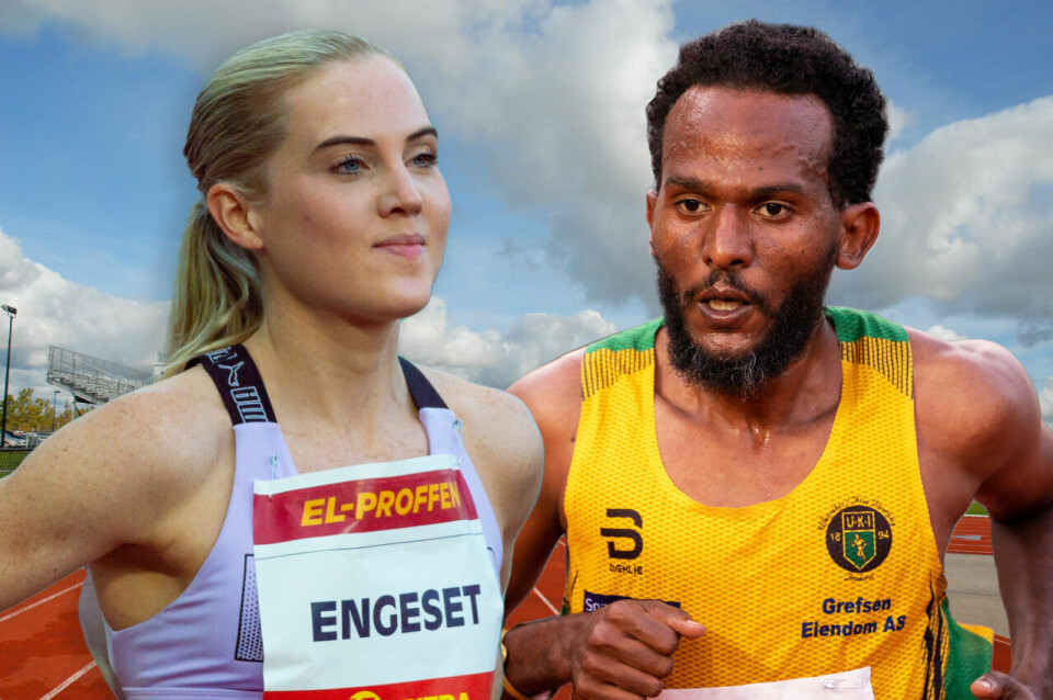 Kristine Eikrem Engeset og Awet Kibrab vant og perset på 5000 meter i Stockholm. (Foto: Samuel Hafsahl) Kristine Eikrem Engeset og Awet Kibrab vant og perset på 5000 meter i Stockholm. (Foto: Samuel Hafsahl)