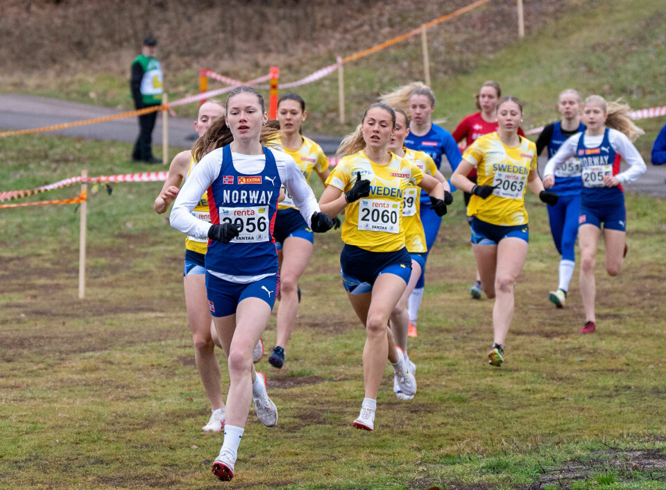 Marte Hovland (2056) sprang inn til sølvmedalje individuelt og gull i lagkampen i nordisk meisterskap i terrengløp. (Foto: Einar Børve) Marte Hovland (2056) sprang inn til sølvmedalje individuelt og gull i lagkampen i nordisk meisterskap i terrengløp. (Foto: Einar Børve)