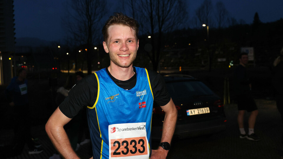 Karl Jonas Tronstad fra Varegg hadde satt seg et mål om å nappe løyperekorden i Åsane Løpskarusell. Men det holdt så vidt ikke. (Alle foto: Arne Dag Myking) Karl Jonas Tronstad