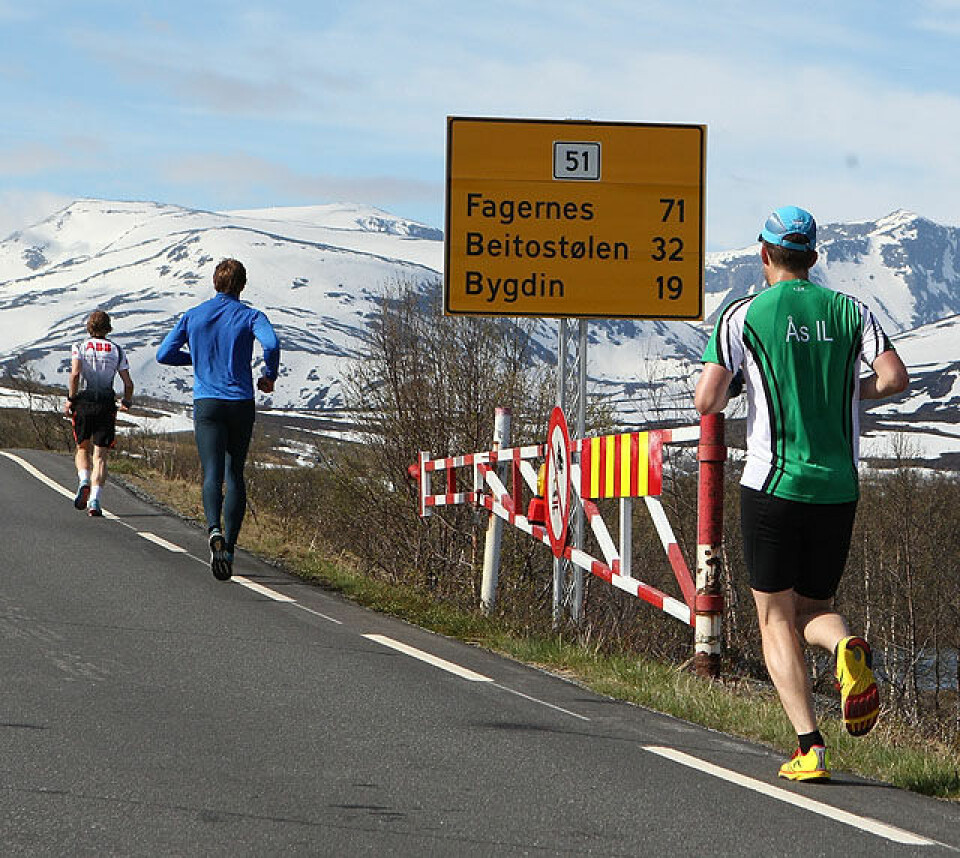 Sjodalsvatnet er passert og fjellet ligger foran. (Foto: Kjell Vigestad) Sjodalsvatnet er passert og fjellet ligger foran. (Foto: Kjell Vigestad)
