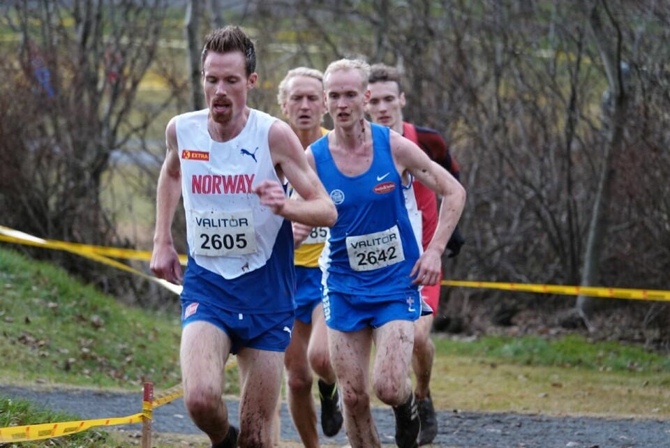 Ørjan Grønnevig med islandske Hlynur Andresson, svenske David Nilsson og danske Peter Glans hakk i hæl halvvis i løpet. (Foto: Fredrik Vedvik) Ørjan Grønnevig med islandske Hlynur Andresson, svenske David Nilsson og danske Peter Glans hakk i hæl halvvis i løpet. (Foto: Fredrik Vedvik)