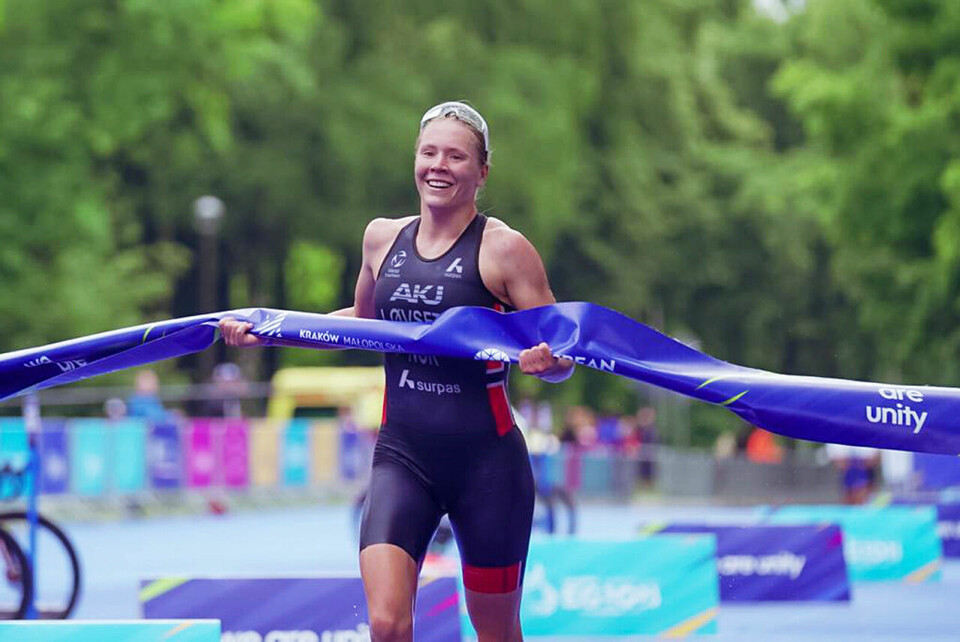 Solveig Løvseth tar sitt første gull på øverste nivå internasjonalt. (Foto: Olalla Cernuda fra World Triathlon/Norges Triatlonforbund) Solveig Løvseth tar sitt første gull på øverste nivå internasjonalt. (Foto: Olalla Cernuda fra World Triathlon/Norges Triatlonforbund)