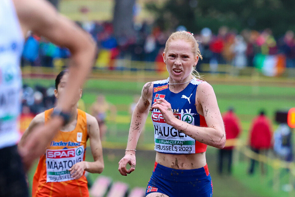 I de sølete løypene i Brussel løp Ina Halle Haugen inn som beste norske i klasse U23. (Alle foto: Arne Dag Myking) Ina Halle Haugen