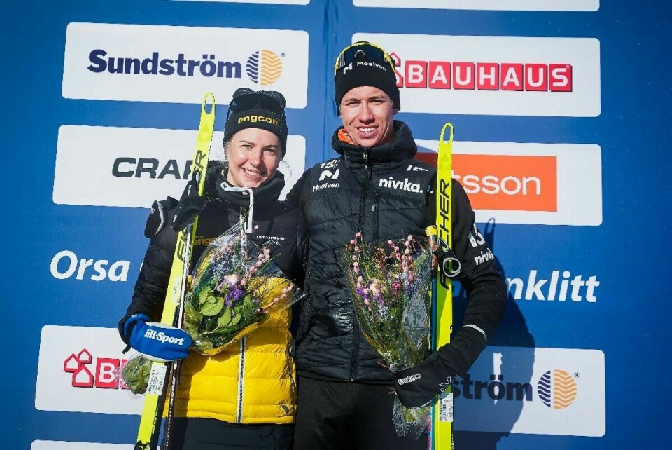 Ida Dahl og Emil Person stod som igjen som vinnere for andre gang etter helgas Ski Classics-renn i Orsa. ( Foto: Thibaut/Nordic Focus) null